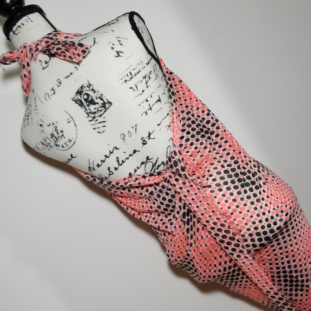 Stephen Madden Pink/Black polka dot Scarf/Wrap - Picture 8 of 12